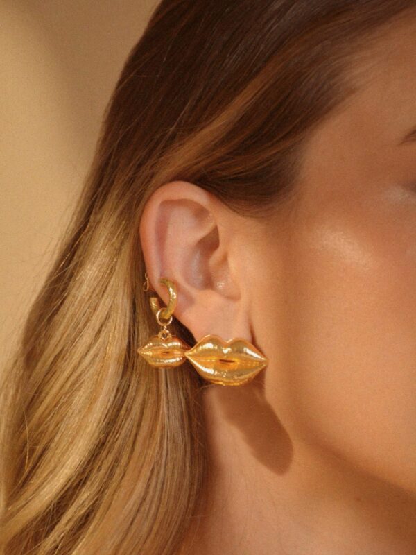 Aretes Labios Maxi - Gold